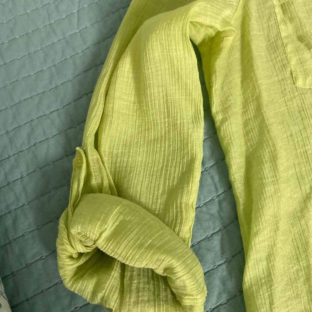 Chicos Rayon Blend Button Down Lime Green Blouse … - image 6